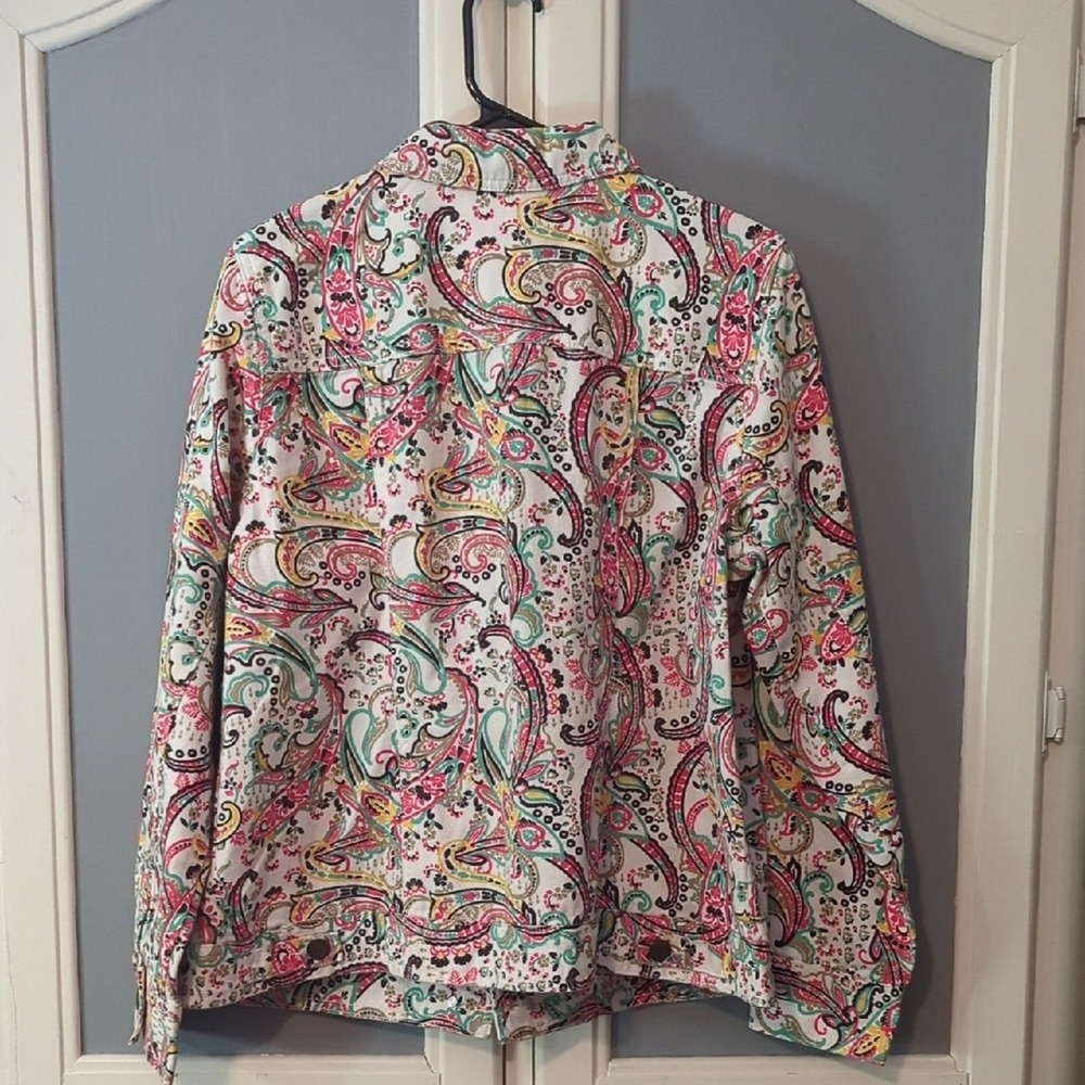 Jessica London White Multi Paisley Jean Jacket 14W - Picture 10 of 12